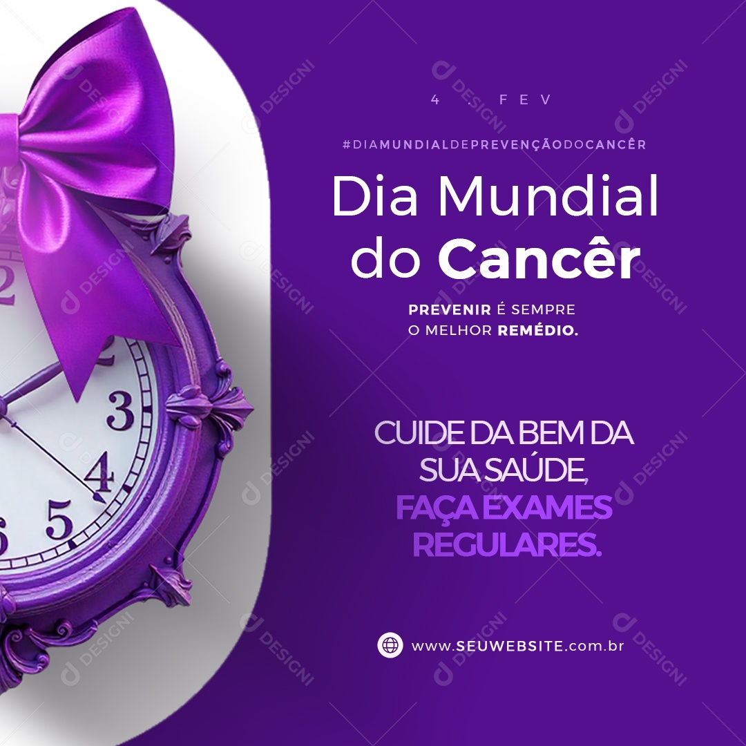 Dia Mundial De Do Câncer 08 de Abril Social Media PSD Editável