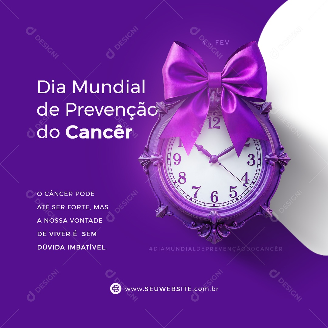 Dia Mundial De Prevenção Do Câncer 08 de Abril Social Media PSD Editável