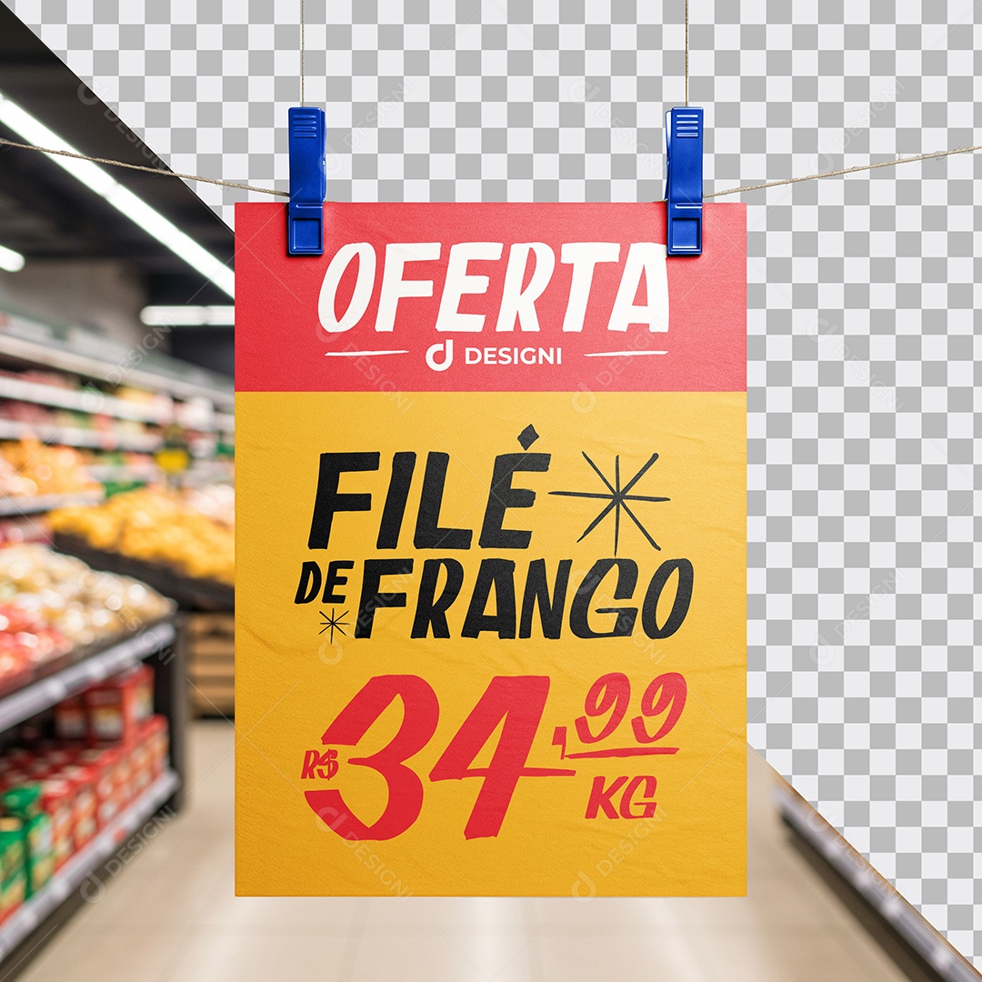 Mockup Cartaz de Oferta de Supermercado PSD Editável