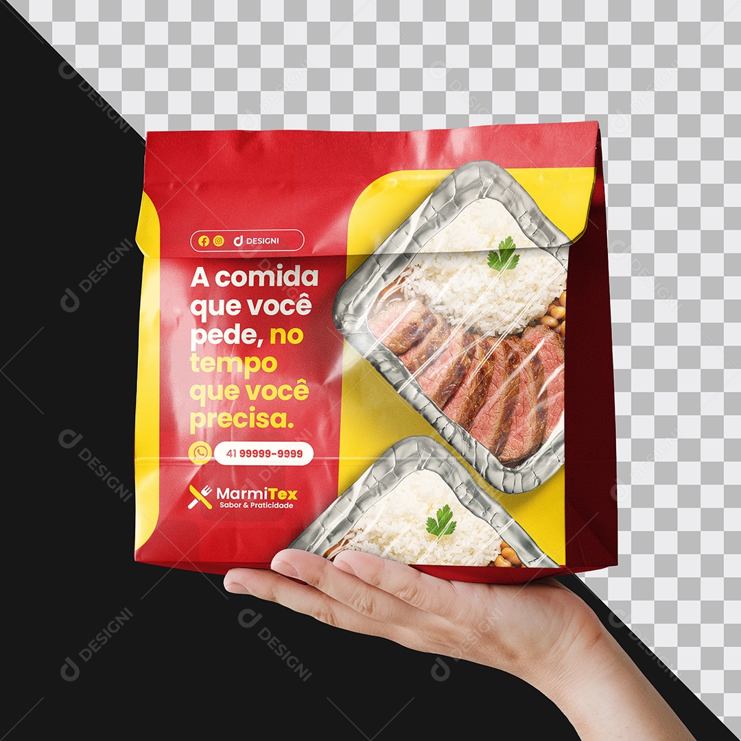 Mockup Embalagem de Delivery de Marmita PSD Editável