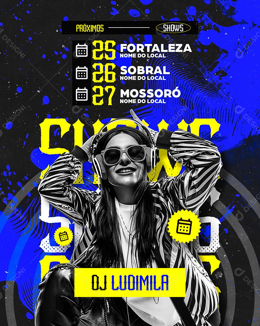 Flyer Próximos Shows DJ Ludimila Social Media PSD Editável