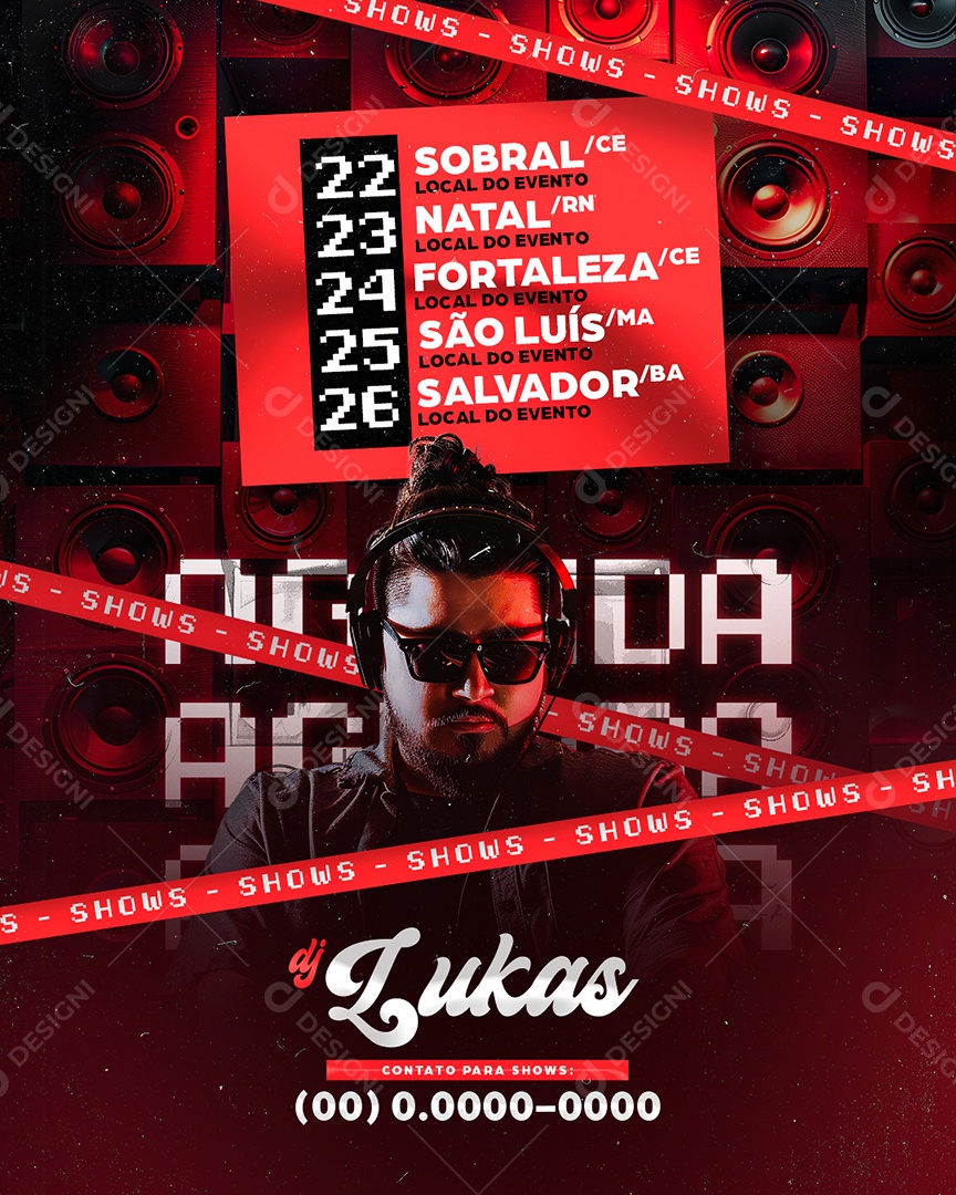 Flyer Próximos Shows Agenda DJ Lukass Social Media PSD Editável