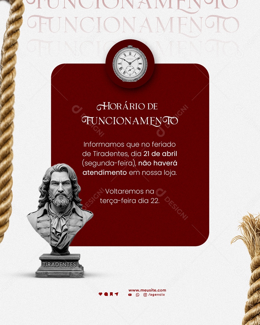 Dia de Tiradentes 21 de Abril Social Media PSD Editável