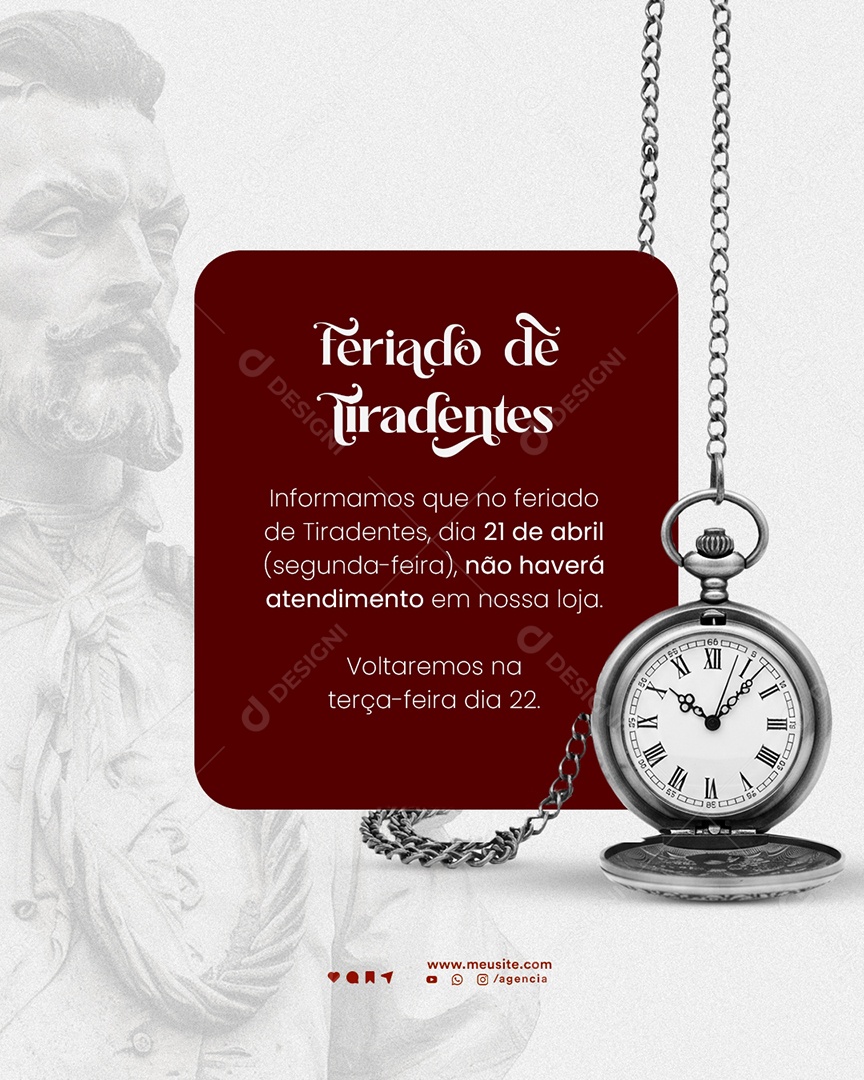 Dia de Tiradentes 21 de Abril Social Media PSD Editável