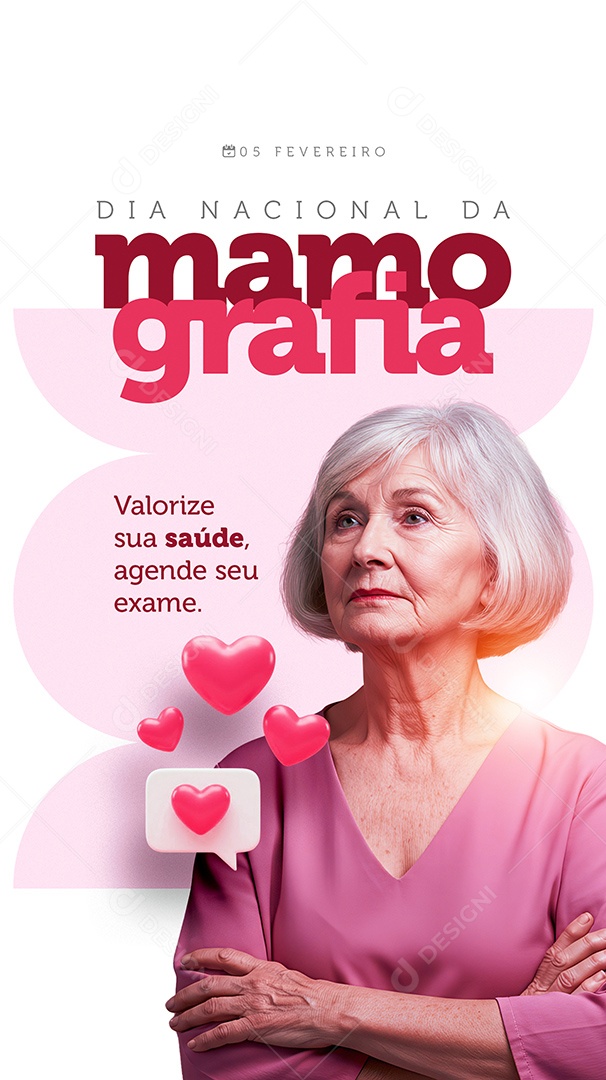 Story Dia Nacional da Mamografia Valorize Sua Saúde Social Media PSD Editável