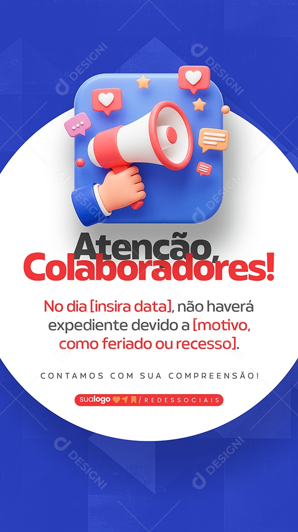 Story Atenção Colaboradores Social Media PSD Editável