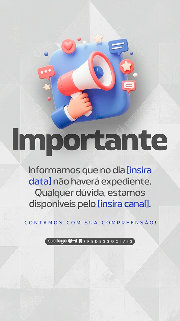 Story Comunicado Importante Social Media PSD Editável
