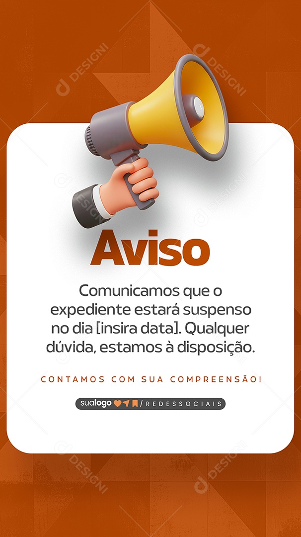 Story Aviso Social Media PSD Editável