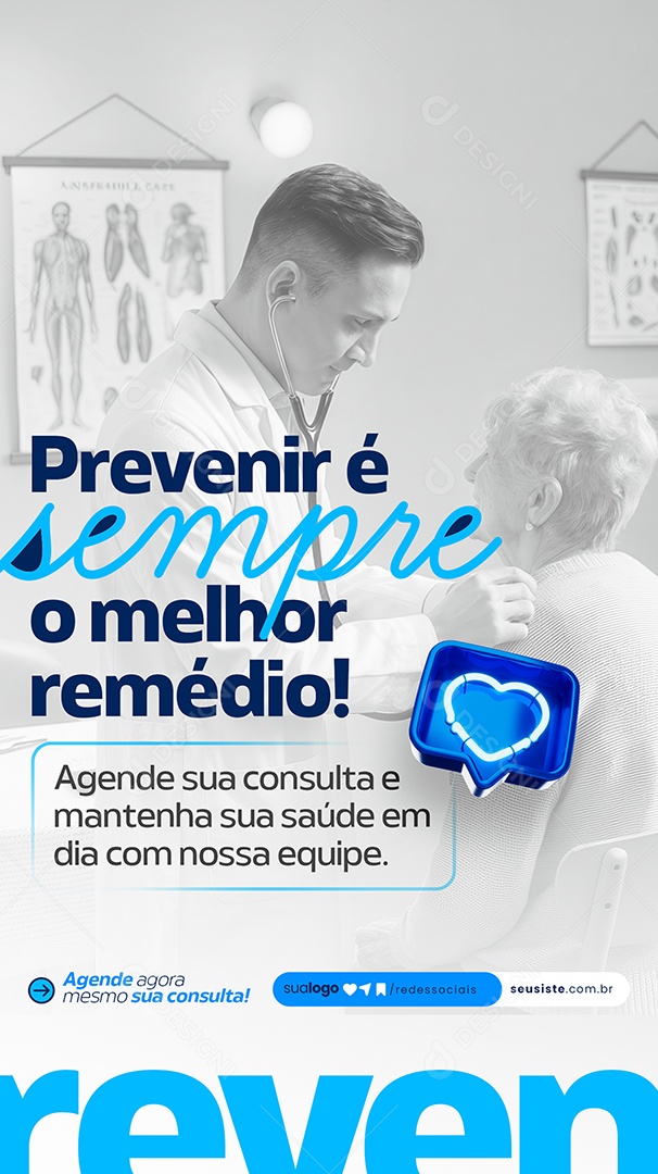 Story Clínica Médica Previnir é Sempre o Melhor Remédio Social Media PSD Editável