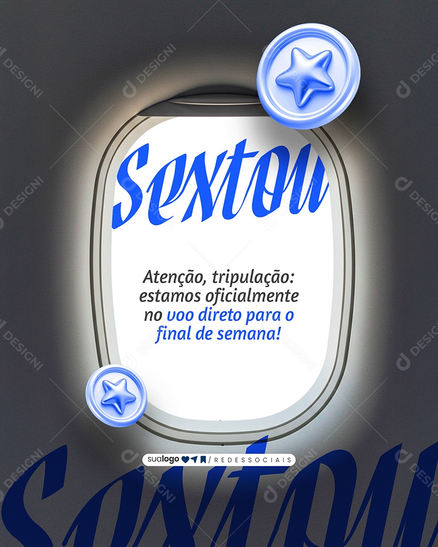Sextou Voo Direto Para O Final de Semana Social Media PSD Editável