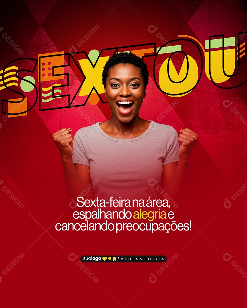 Sextou Sexta Feira Na Área Espalhando Alegria e Cancelando Preocupações Social Media PSD Editável