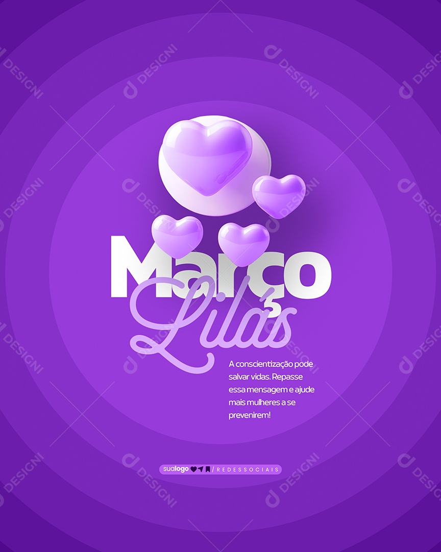 Março Lilás A Conscientisação Pode Salvar Vidas Social Media PSD Editável
