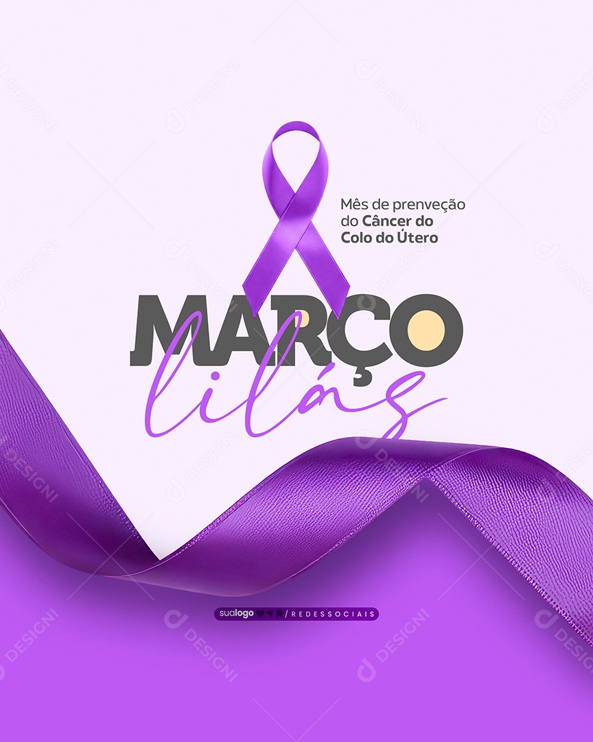 Março Lilás Mês de Prevenção Social Media PSD Editável