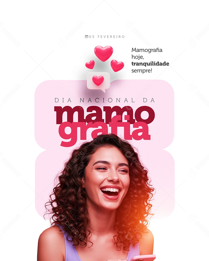 Mamografia Hoje Tranquilidade Sempre Dia Nacional da Mamografia Social Media PSD Editável