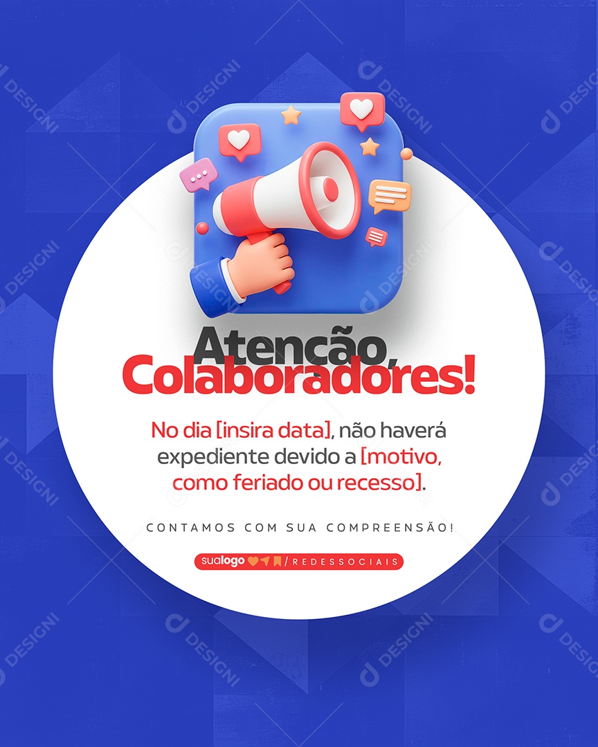 Atenção Colaboradores Social Media PSD Editável