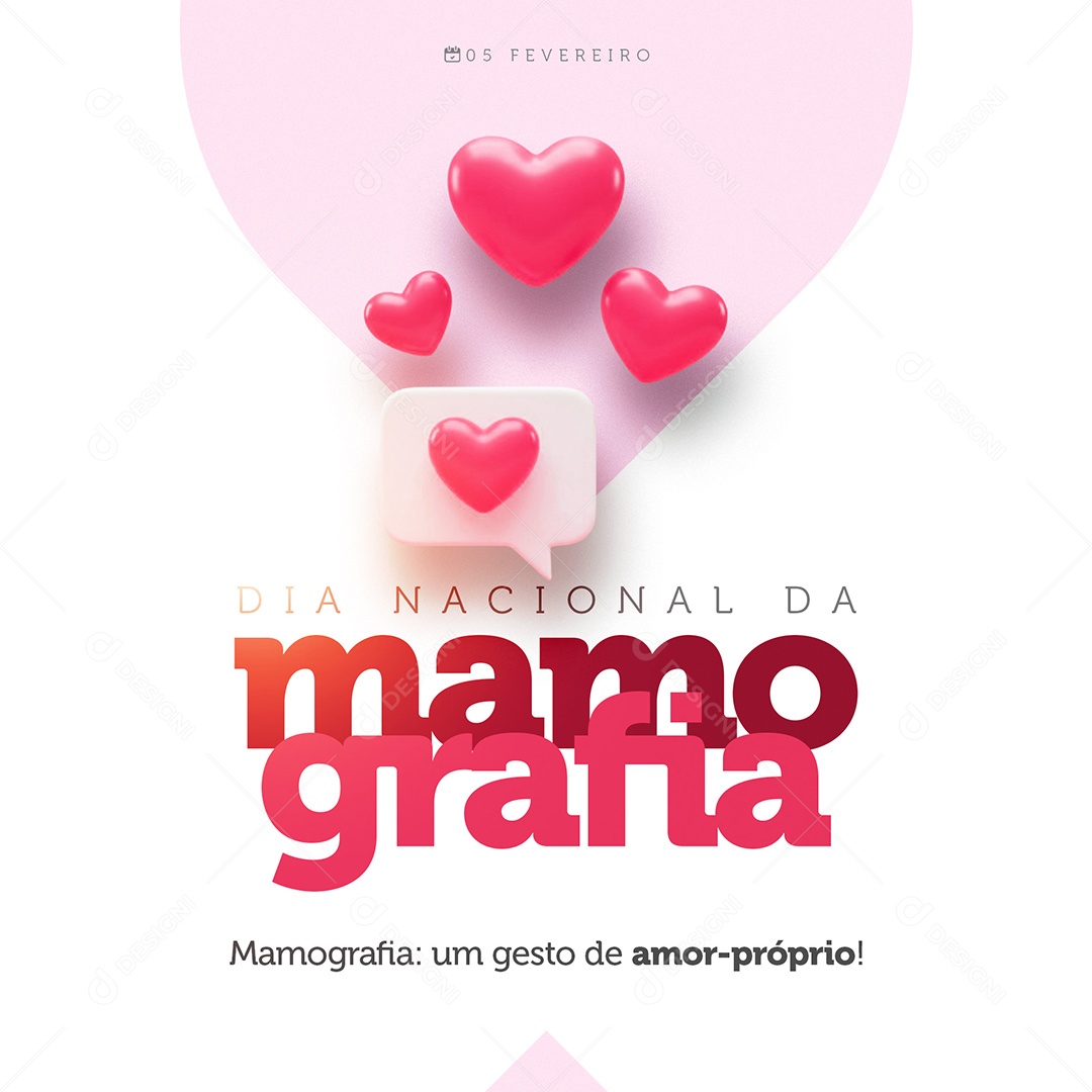 Dia Nacional da Mamografia Um Gesto de Amor Próprio Social Media PSD Editável