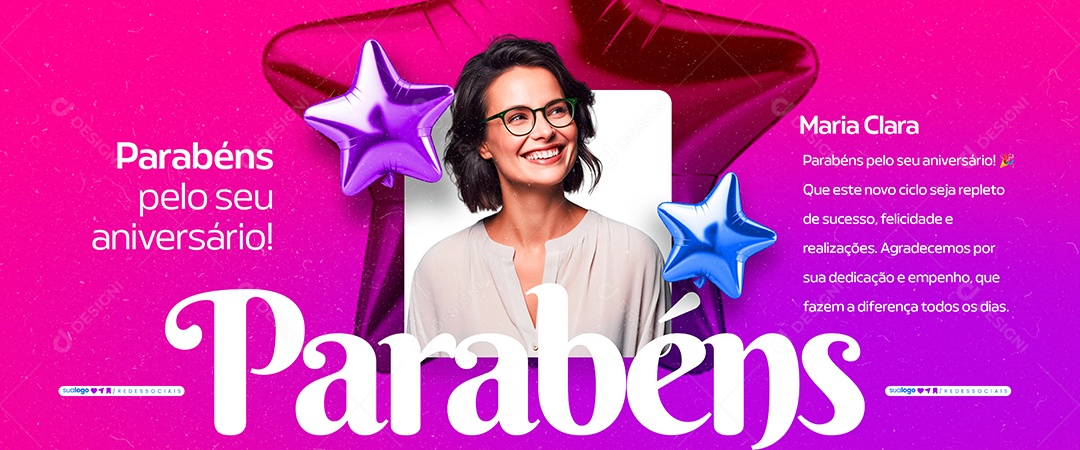 Banner Parabéns Maria Clara Social Media PSD Editável