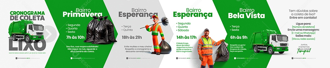 Banner Cronograma de Coleta de Lixo Social Media PSD Editável