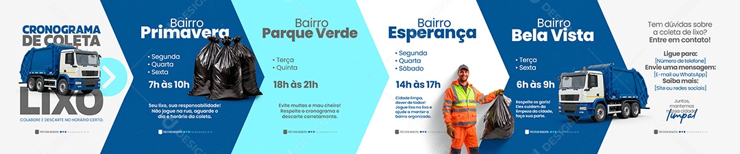 Banner Cronograma de Coleta de Lixo Social Media PSD Editável