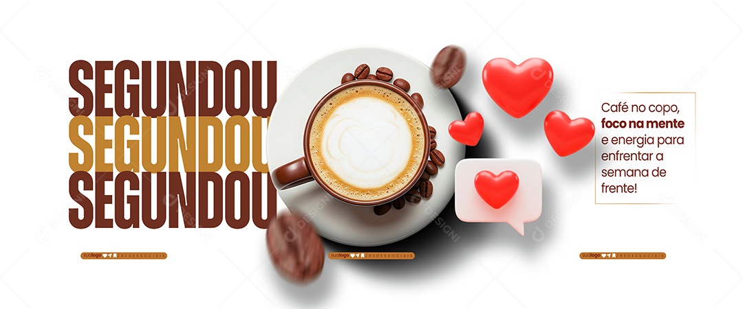 Banner Segundou Café No Copo Foco na Mente Social Media PSD Editável