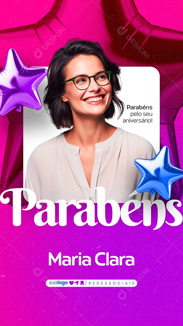 Story Parabéns Maria Clara Social Media PSD Editável