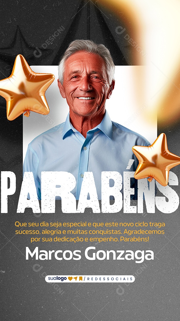 Story Parabéns Marcos Gonzaga Social Media PSD Editável