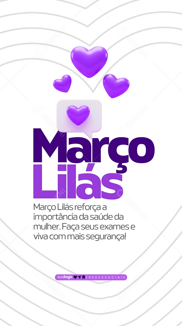Story Março Lilás Reforça a Importância da Saúde Social Media PSD Editável