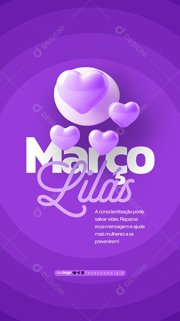 Story Março Lilás Social Media PSD Editável