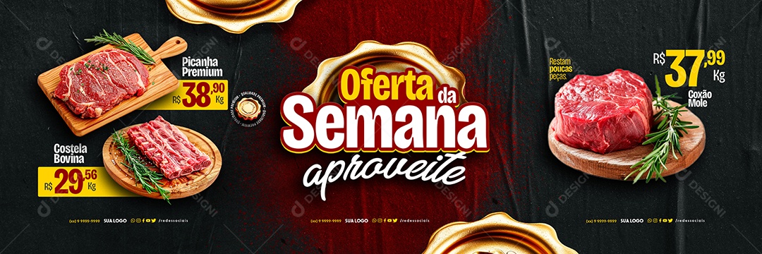 Banner Açougue Oferta Da Semana Social Media PSD Editável