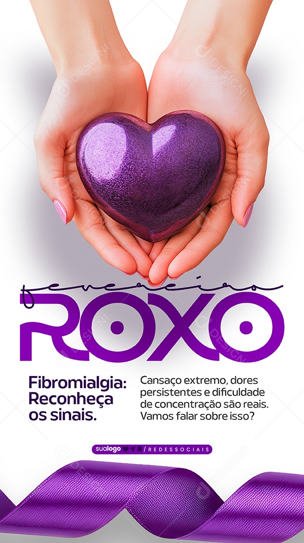 Story Fevereiro Roxo Fibromialgia Reconheça Os Sinais Social Media PSD Editável