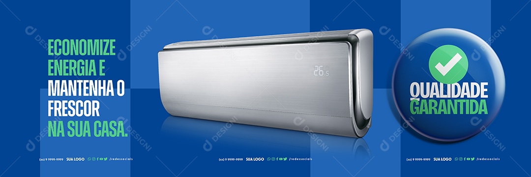 Banner Economize Energia e Mantenha O Frescor Na Sua Casa Social Media PSD Editável