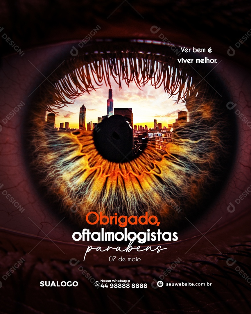 Dia do Oftalmologista 07 de Maio Parabéns Social Media PSD Editável
