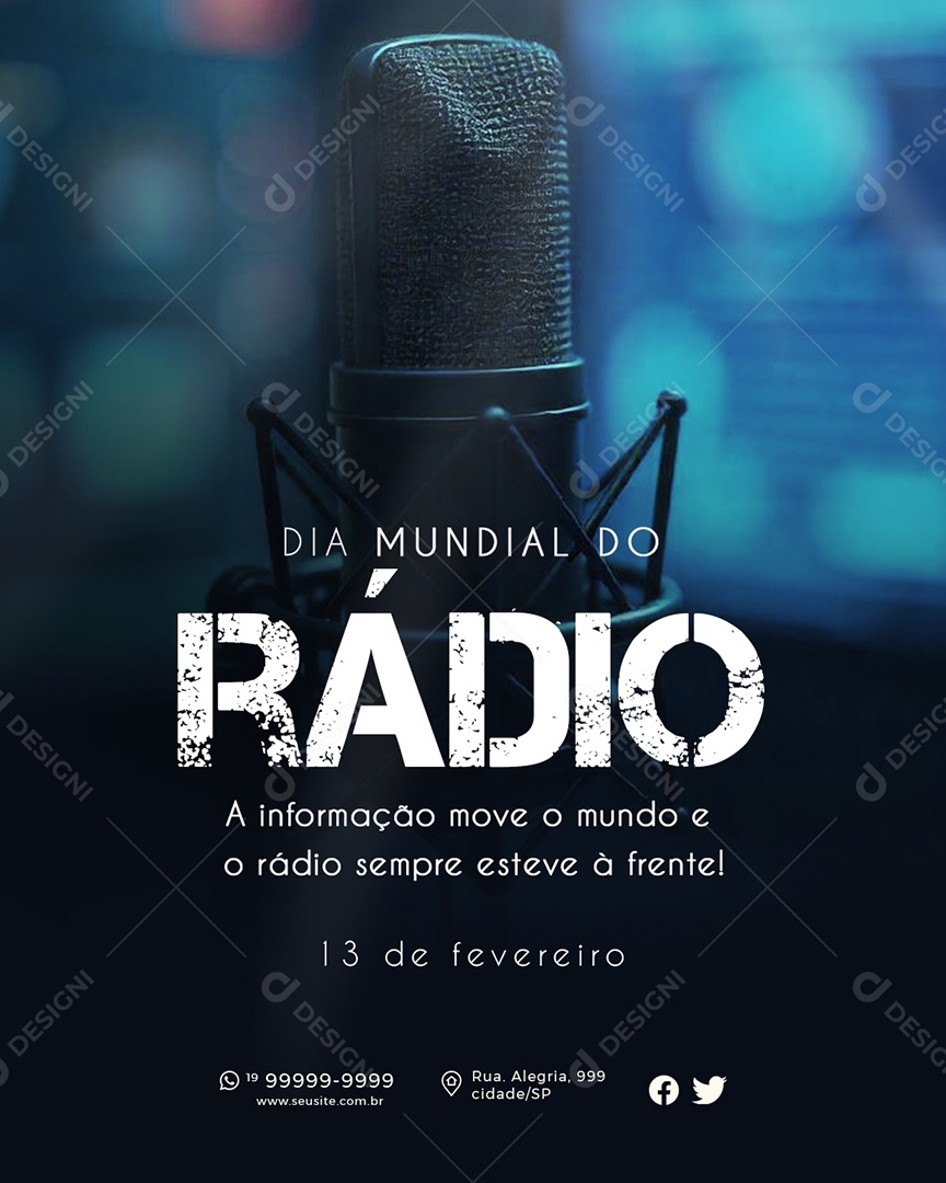 Dia Mundial do Rádio 13 de Fevereiro Social Media PSD Editável