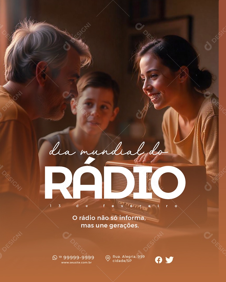 Dia Mundial do Rádio 13 de Fevereiro Social Media PSD Editável