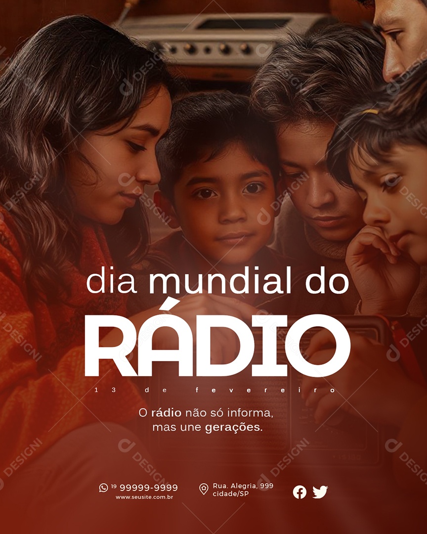 Dia Mundial do Rádio 13 de Fevereiro Social Media PSD Editável