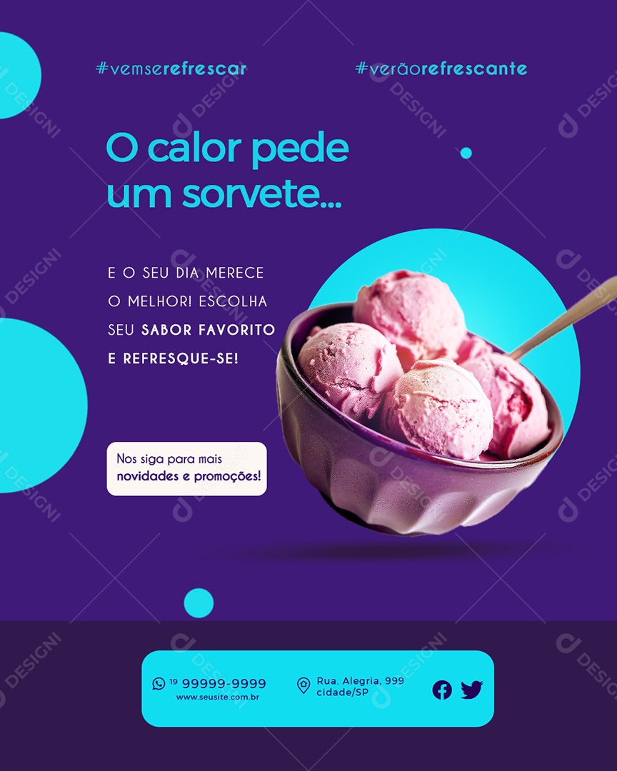 Sorveteria O Calor Pede Um Sorvete Social Media PSD Editável