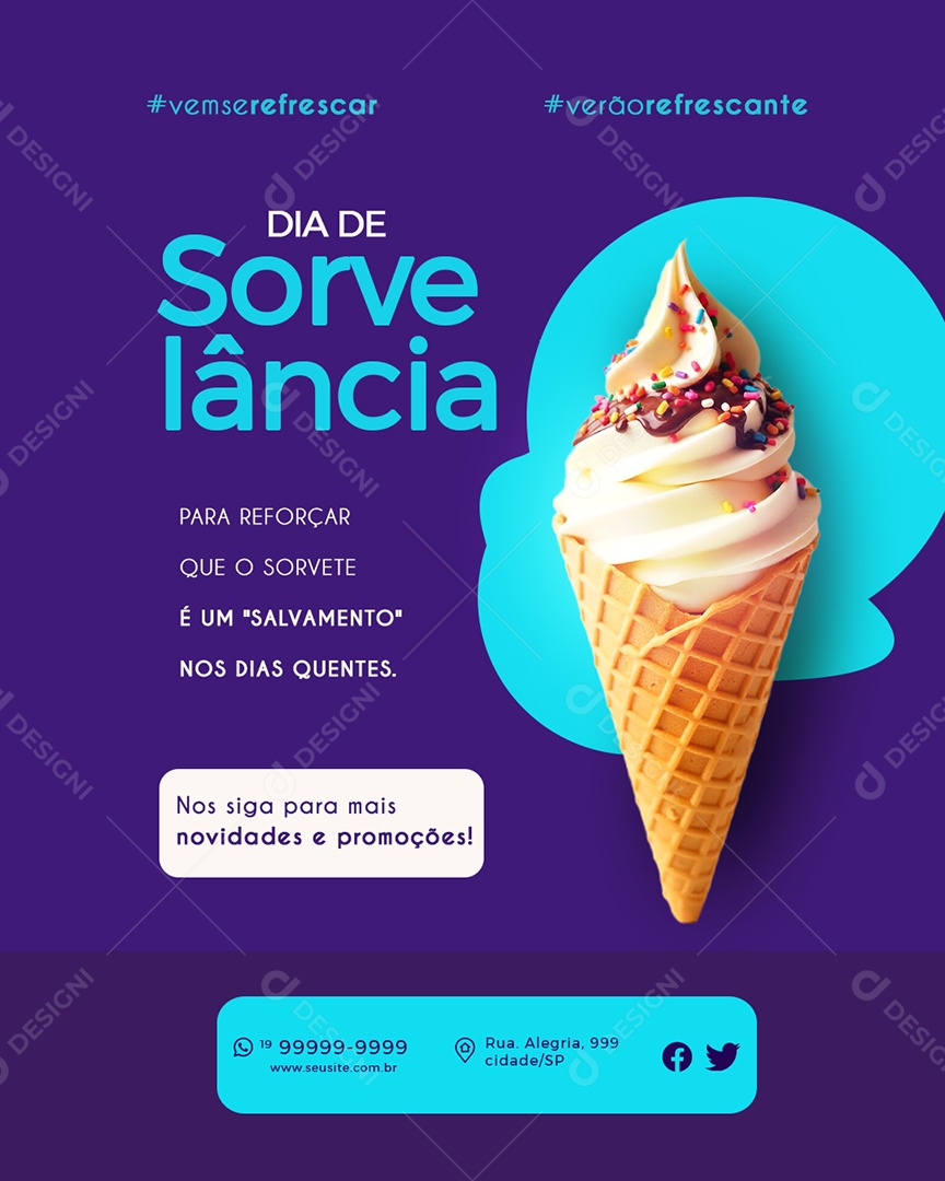 Sorveteria Dia de Sorvelância Social Media PSD Editável