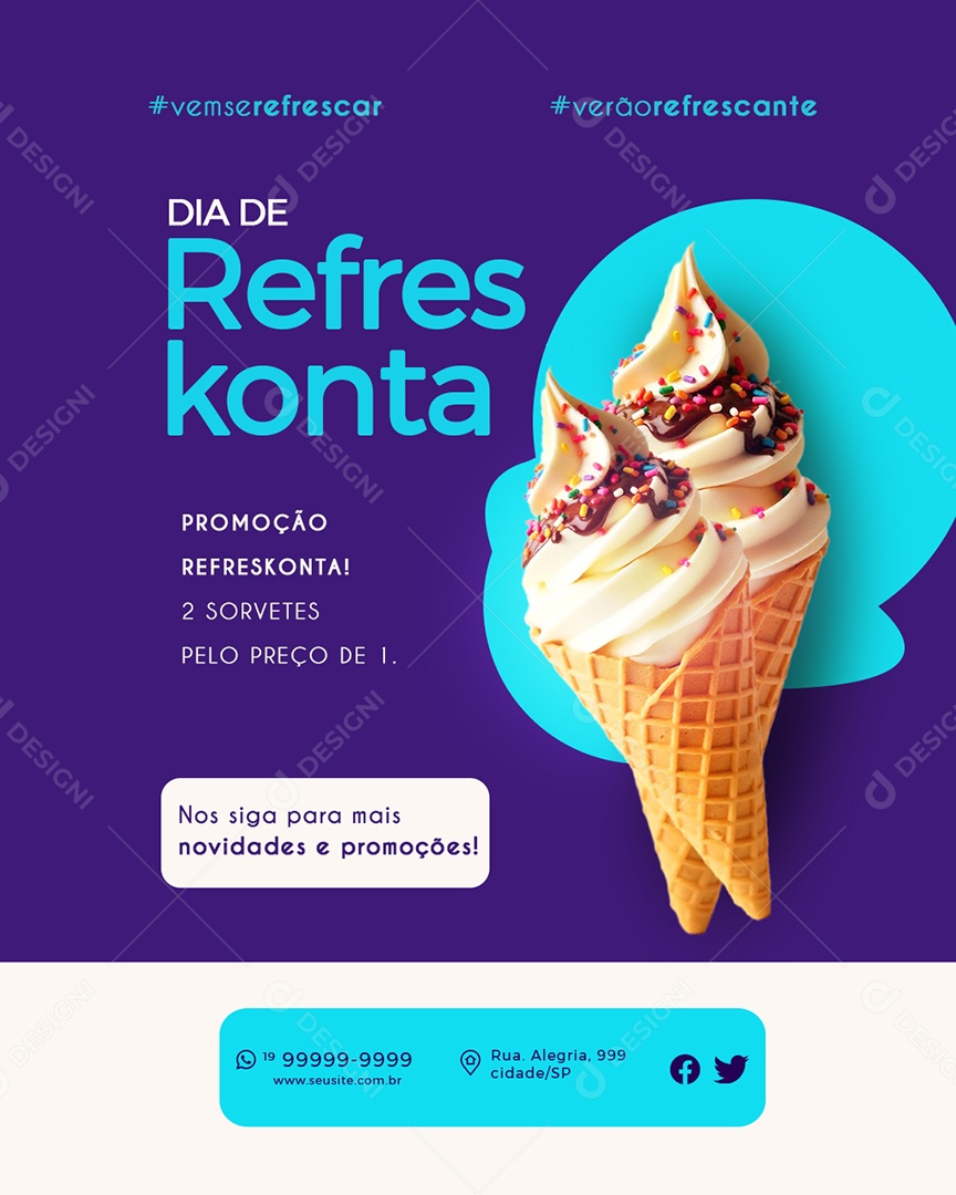 Sorveteria Promoção Refrescante Social Media PSD Editável