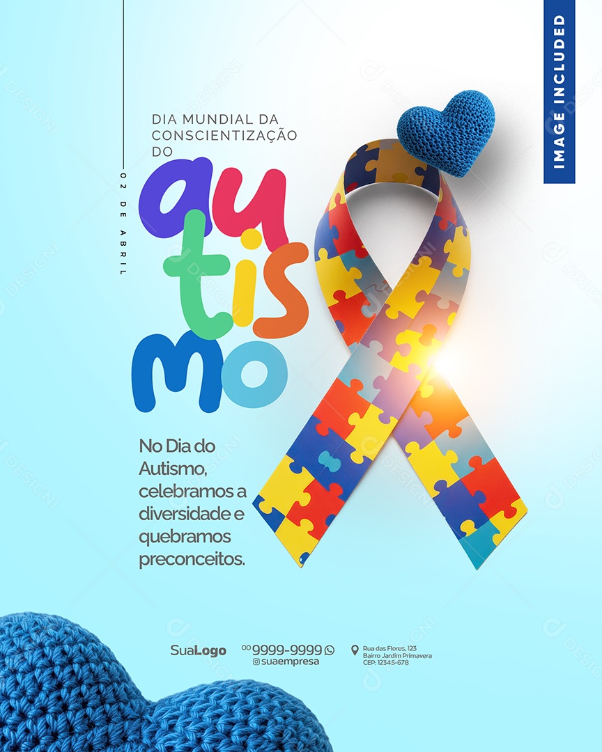 Dia Mundial da Conscientização do Autismo 02 de Abril Social Media PSD Editável