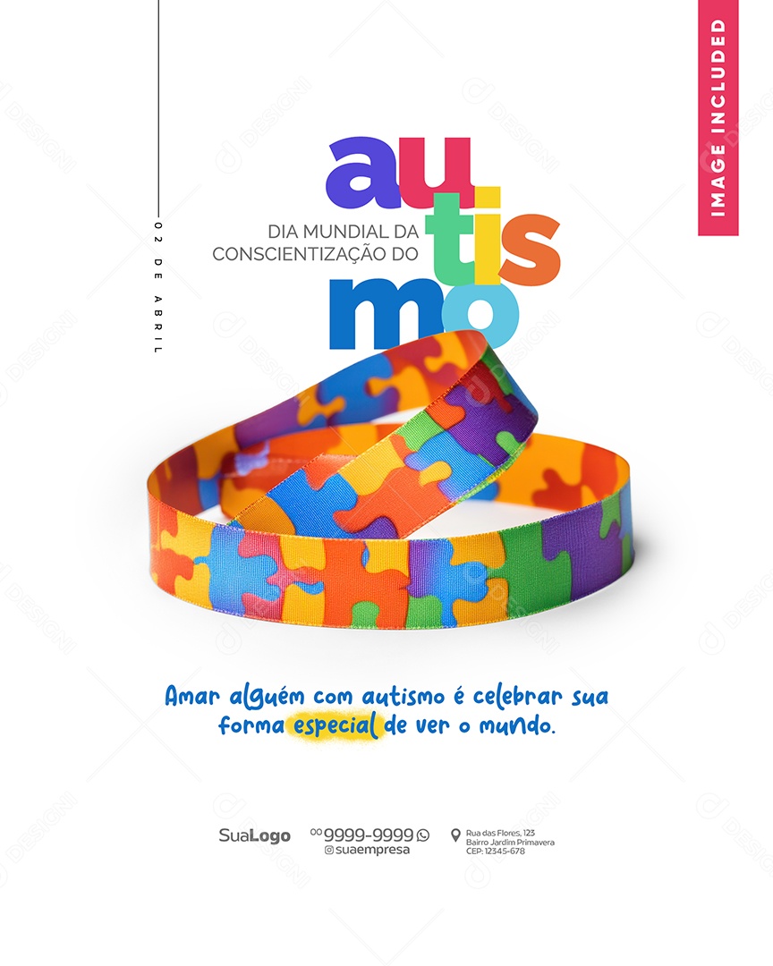 Dia Mundial da Conscientização do Autismo 02 de Abril Social Media PSD Editável