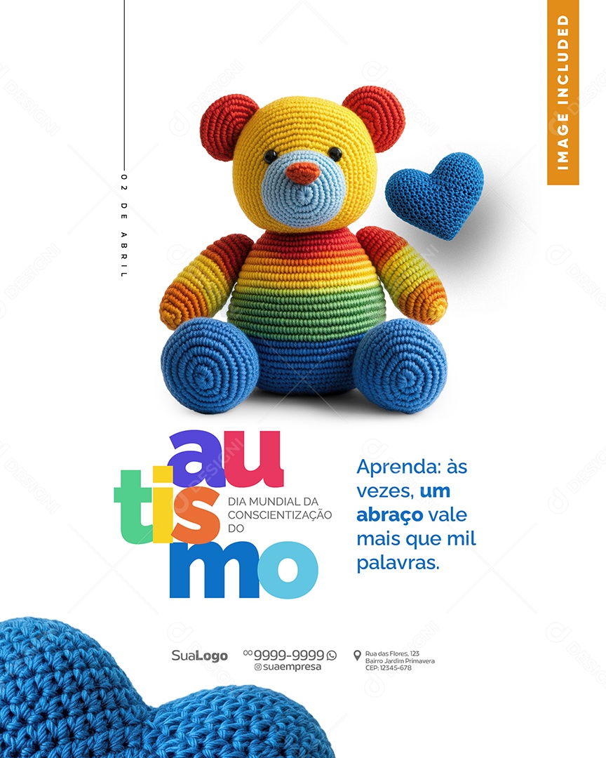 Dia Mundial da Conscientização do Autismo 02 de Abril Social Media PSD Editável