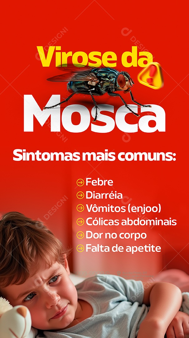 Story Virose da Mosca Sintomas Social Media PSD Editável
