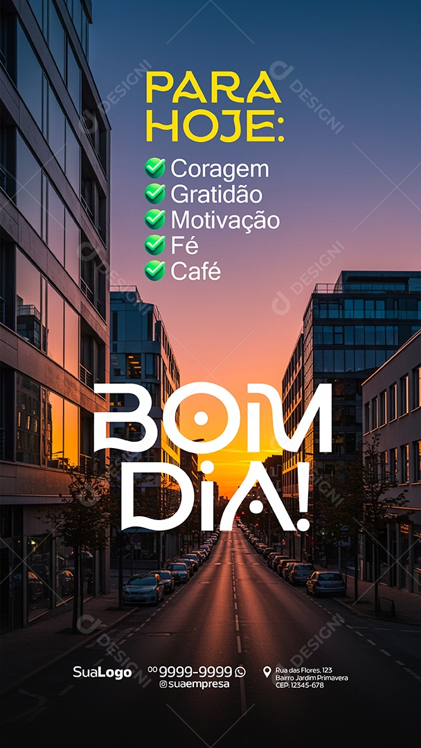 Story Bom Dia Para Hoje Coragem Gratidão Social Media PSD Editável