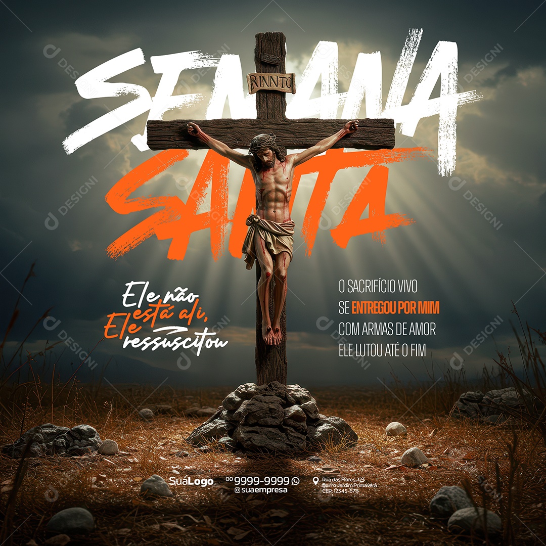 Semana Santa Sacrificio Vivo Se Entregou Por Mim Social Media PSD Editável