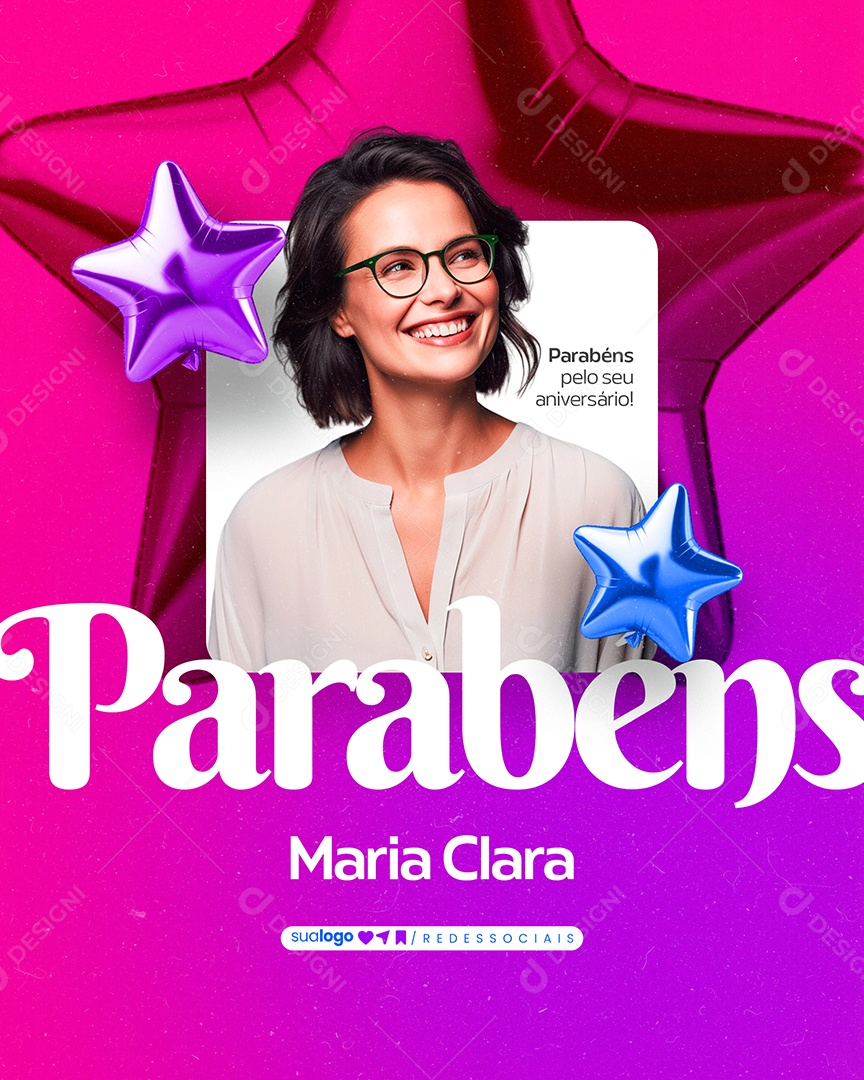 Parabéns Maria Clara Social Media PSD Editável