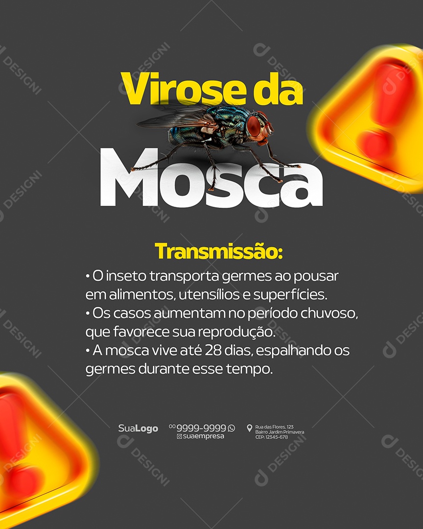 Virose da Mosca Transmissão Social Media PSD Editável