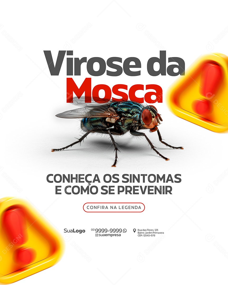Virose da Mosca Conheça Os Sintomas e Como se Prevenir Social Media PSD Editável