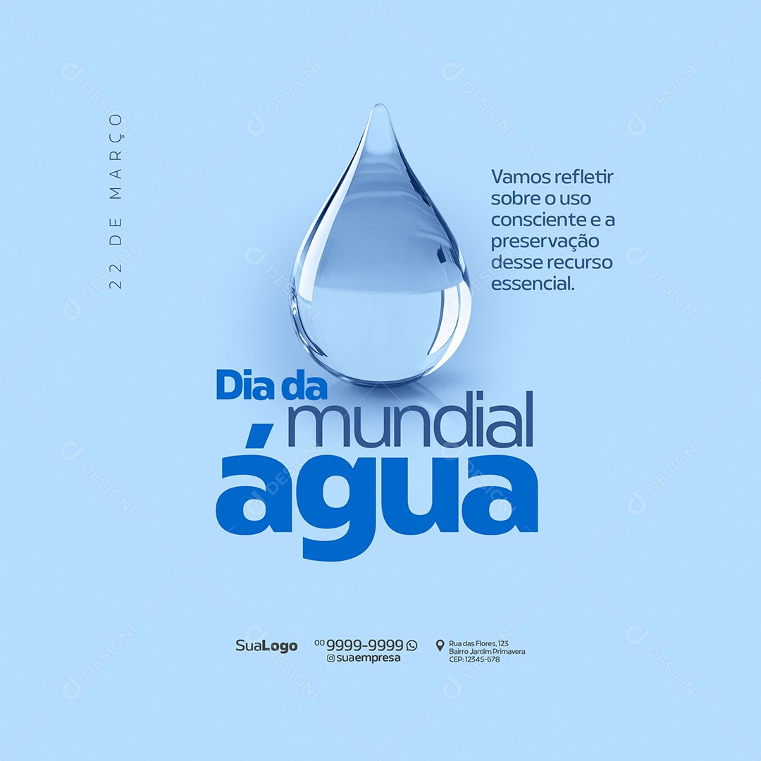 Dia Mundial da Água 22 de Março Social Media PSD Editável