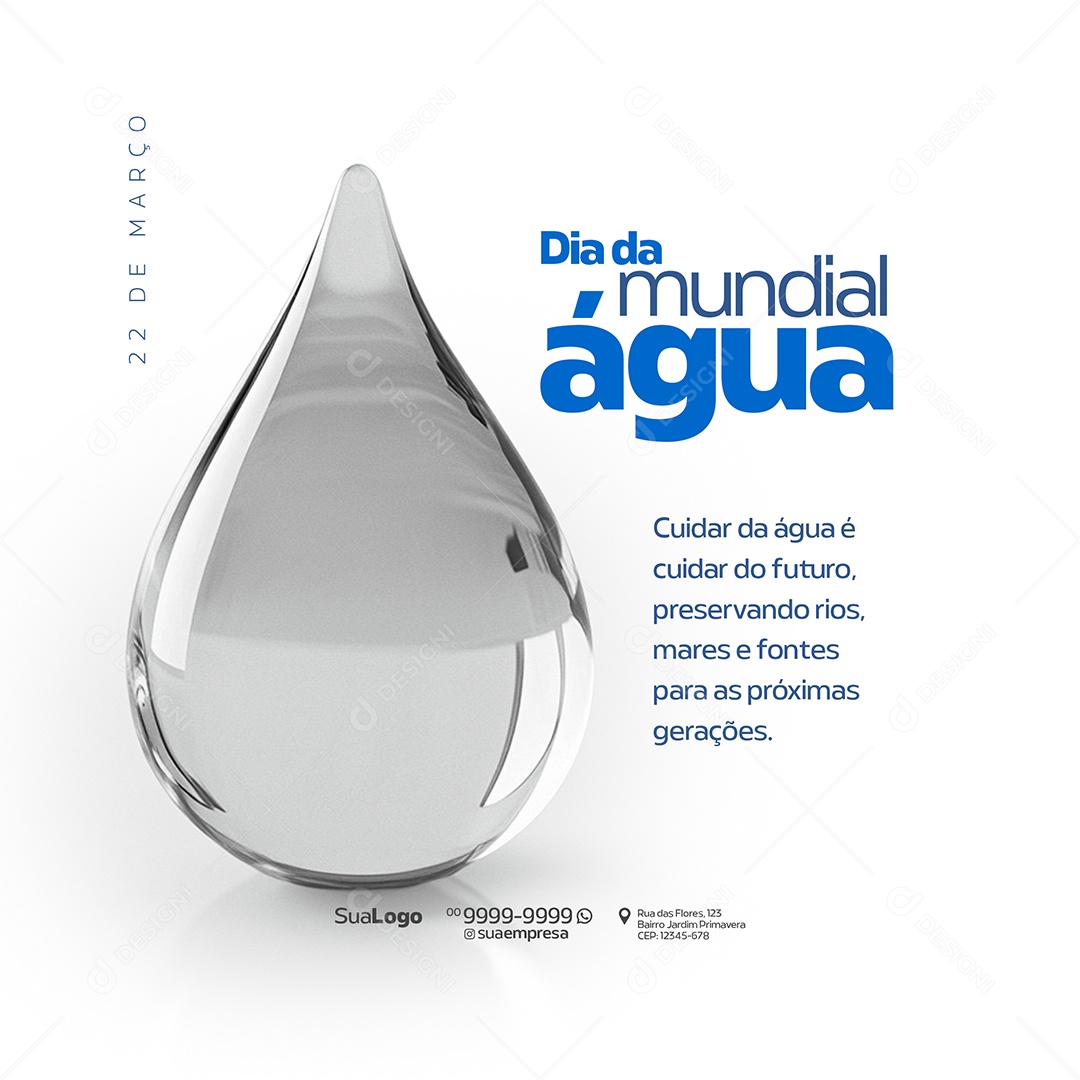 Dia Mundial da Água 22 de Março Social Media PSD Editável