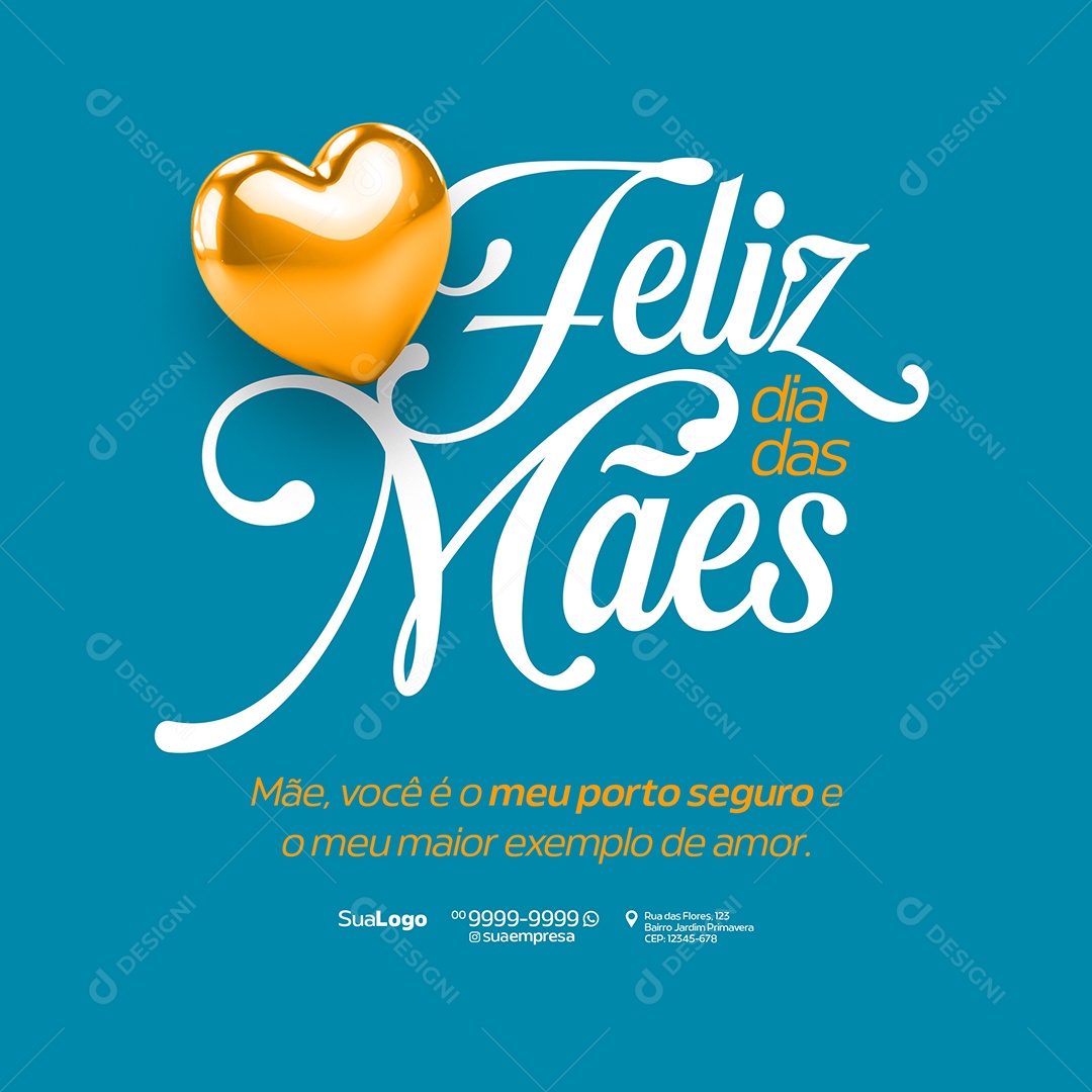 Feliz Dia Das Mães Mãe Você é Meu Porto Seguro Social Media PSD Editável